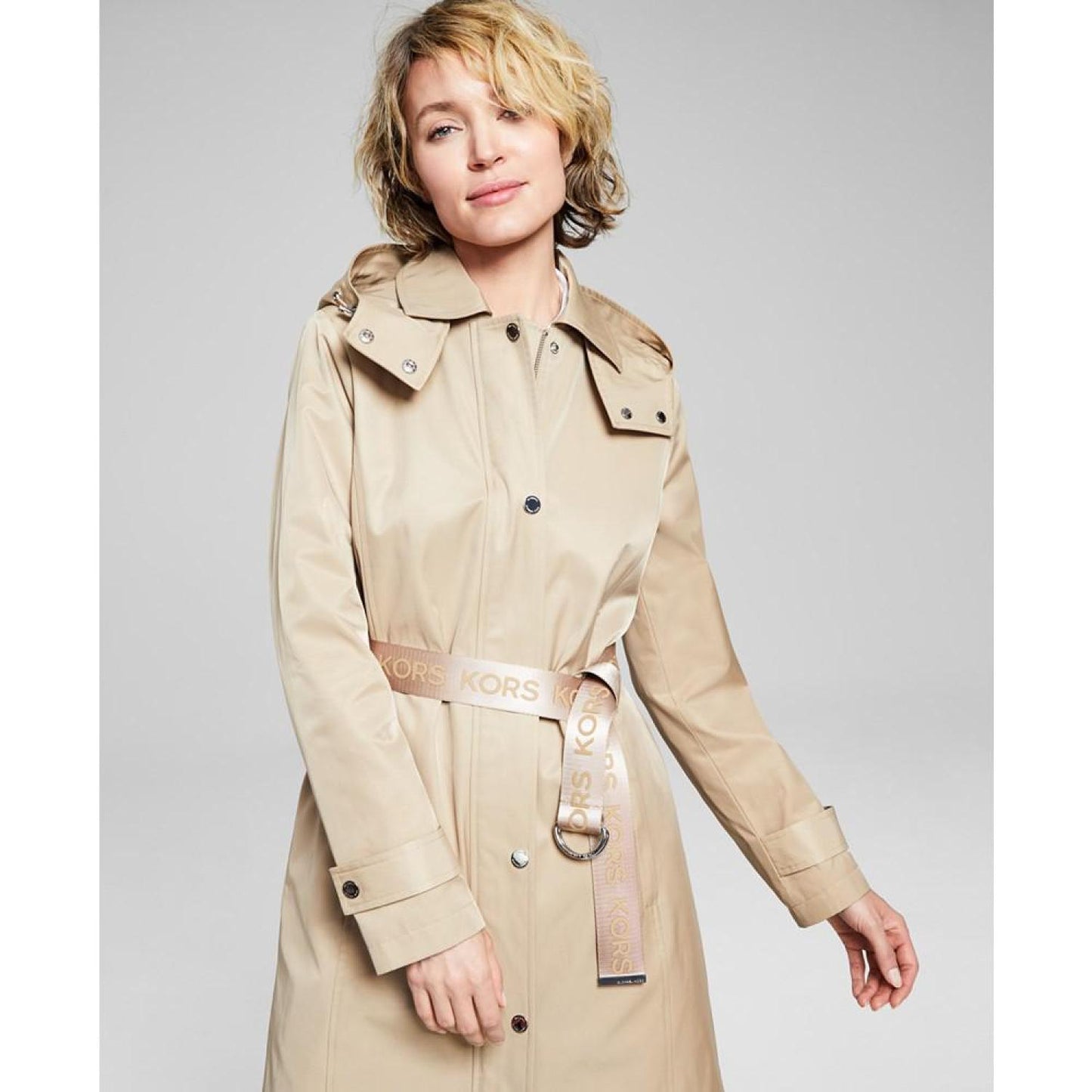 Women's Petite Hooded Belted Trench Coat, Created for Macy's
