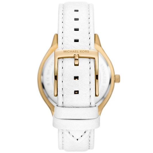 Women's Slim Runway Three-Hand White Leather Watch 38mm