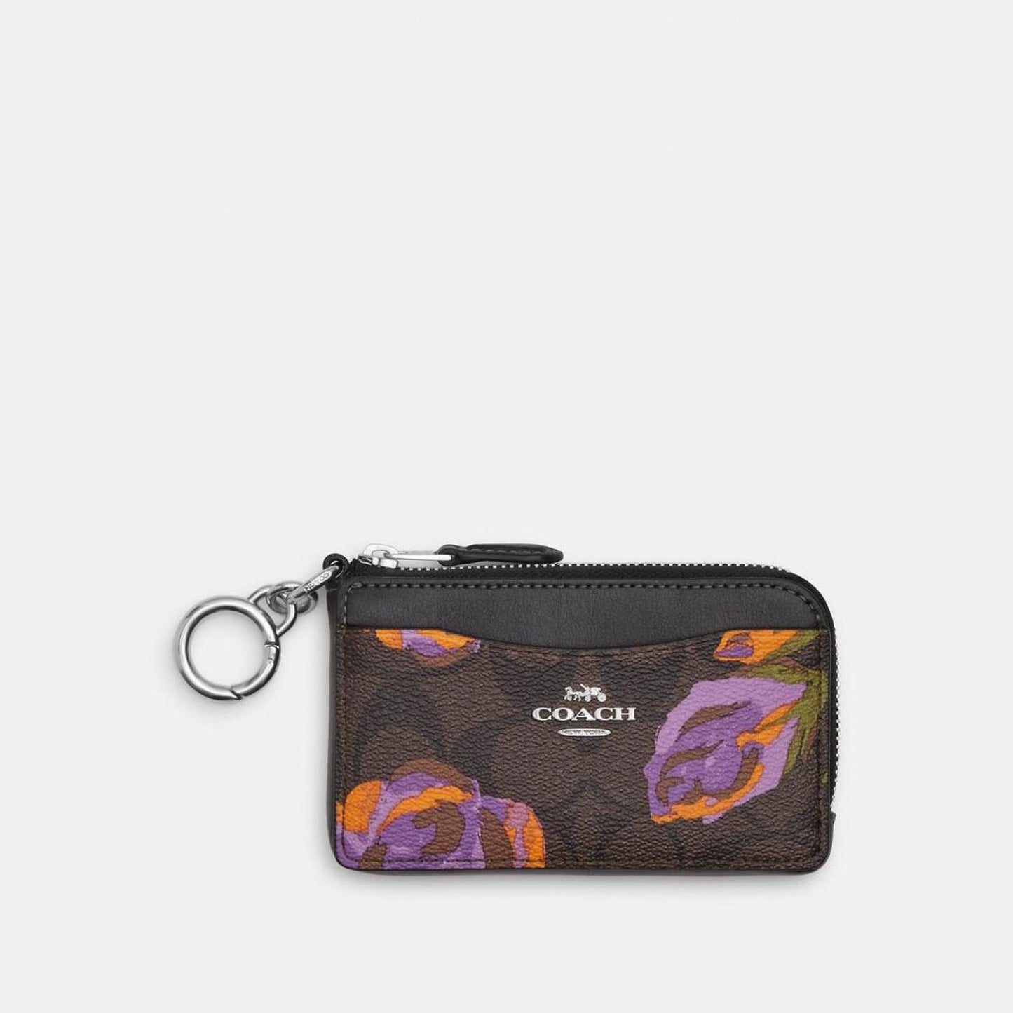 Coach Outlet Multifunction Card Case In Signature Canvas With Rose Print