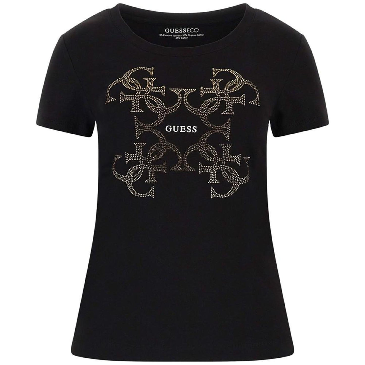 Women's Crewneck Embellished-Logo Short-Sleeve Top