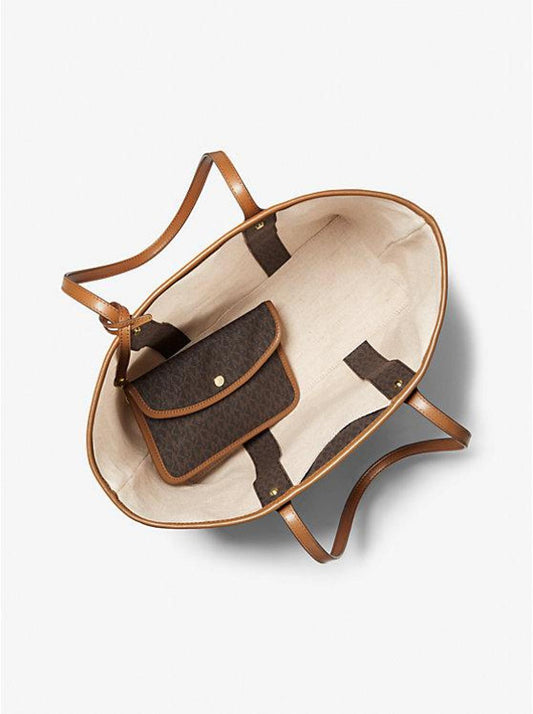 Eva Large Signature Logo Stripe Tote Bag