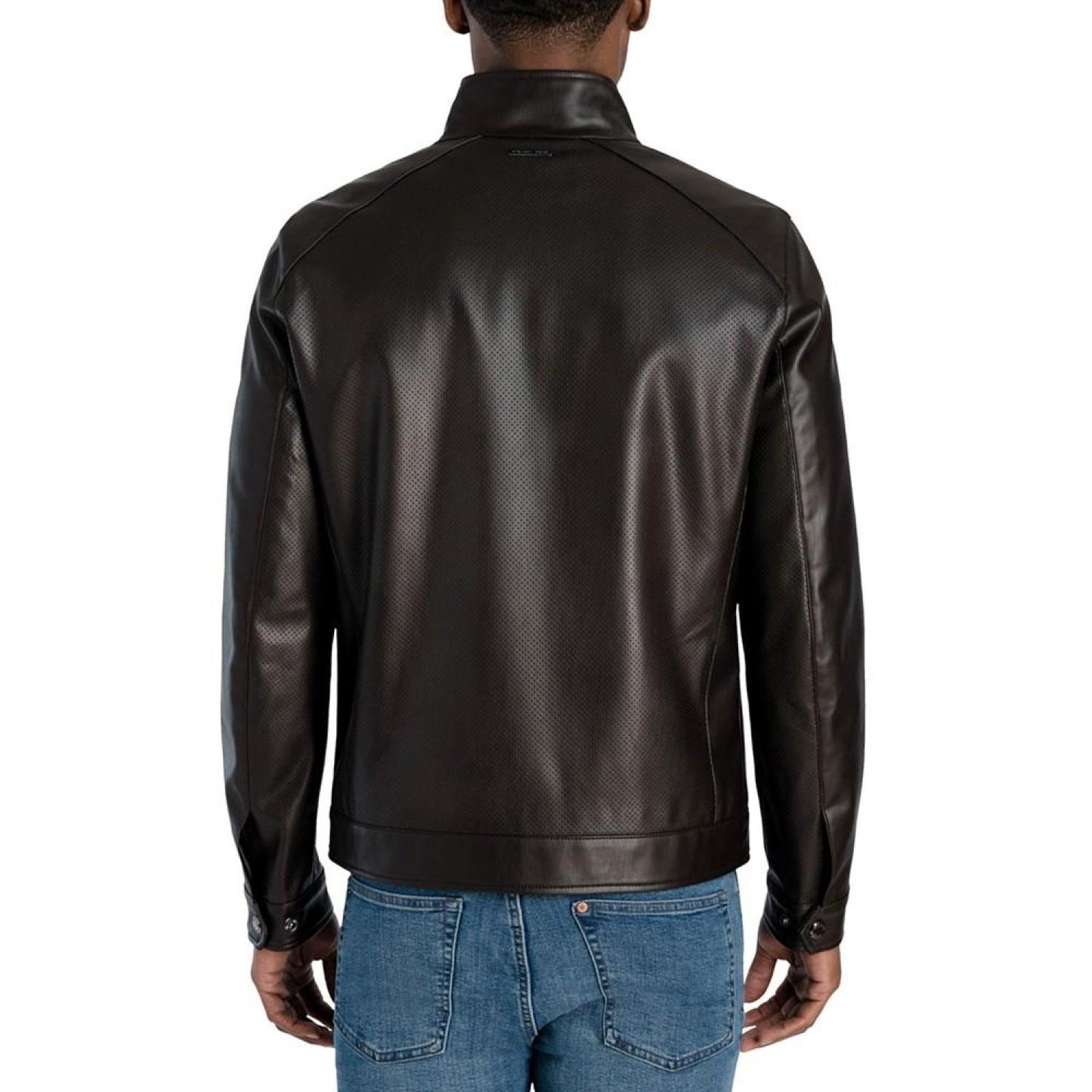 Men's Perforated Faux Leather Hipster Jacket, Created for Macy's