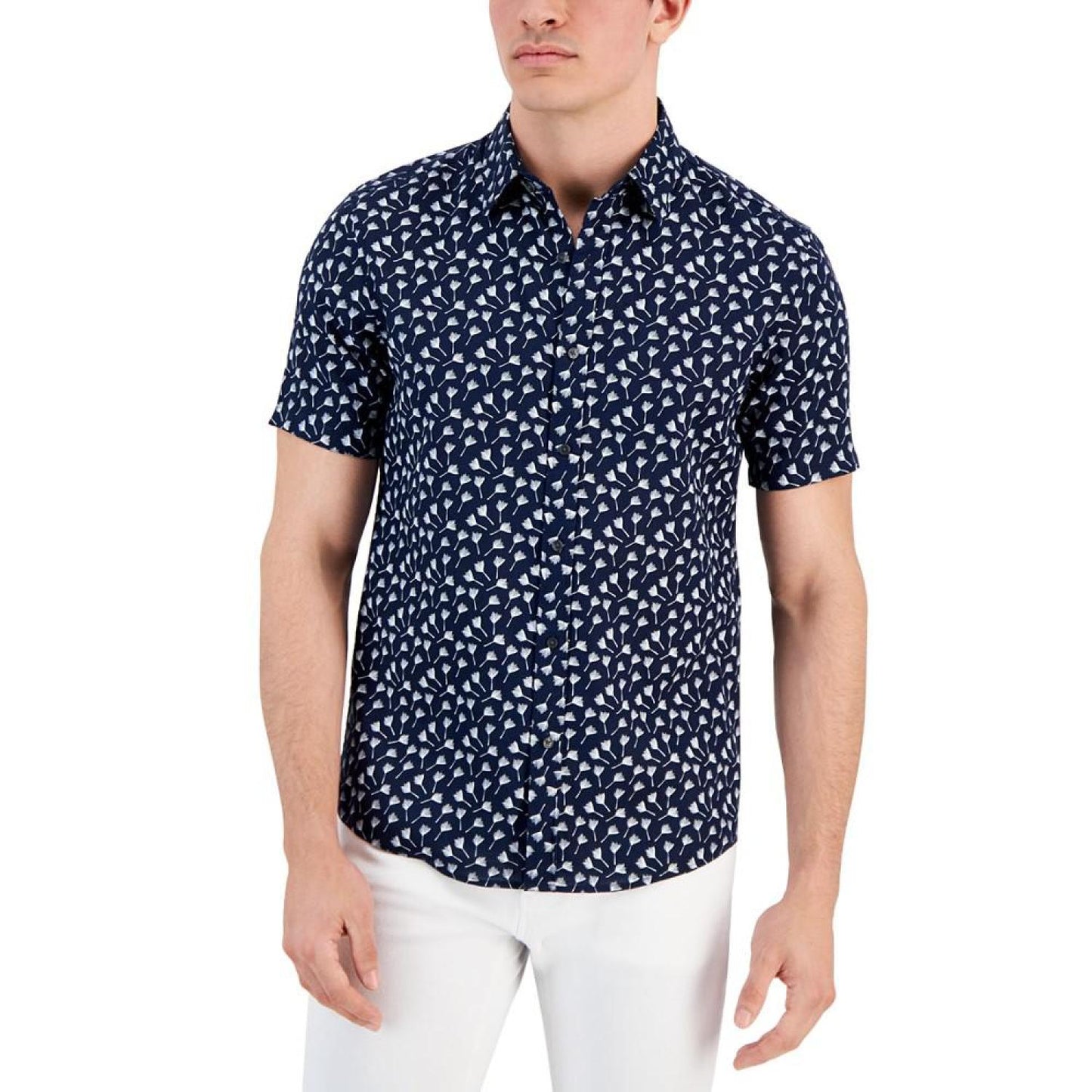 Men's Slim-Fit Printed Short Sleeve Shirt