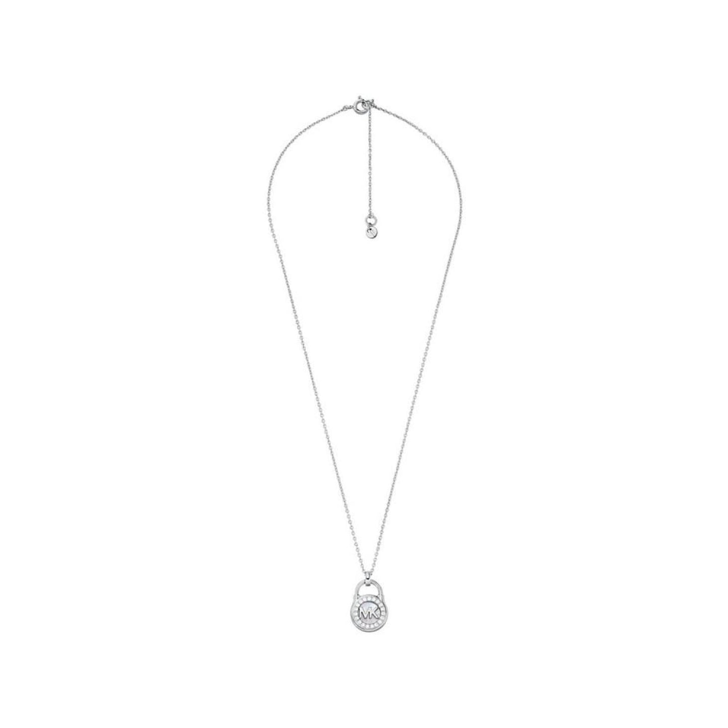 Sterling Silver Mother of Pearl Lock Pendant Necklace