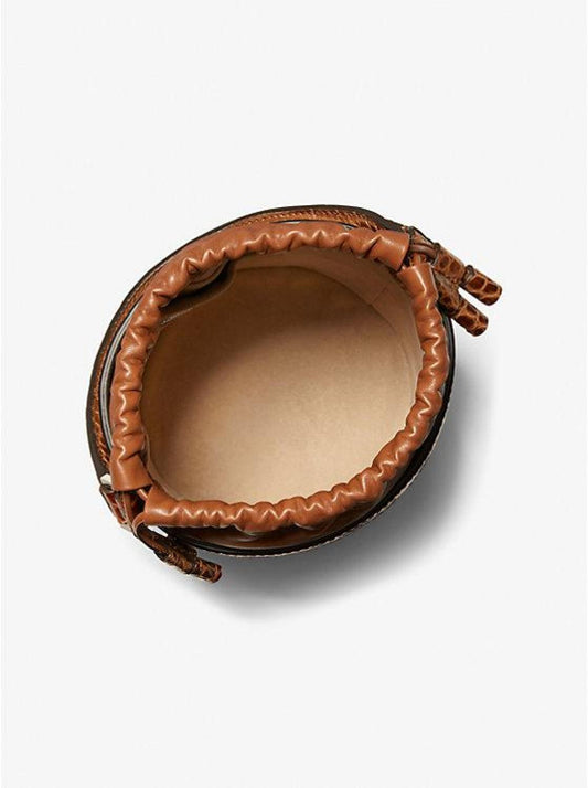 Audrey Medium Crocodile Embossed Leather Bucket Bag