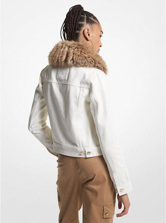 Faux Fur Trim Denim Utility Jacket