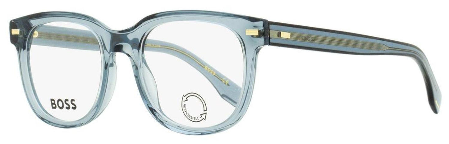 Hugo Boss Men's Eco Acetate Eyeglasses B1444N ZI9 Transparent Teal 52mm