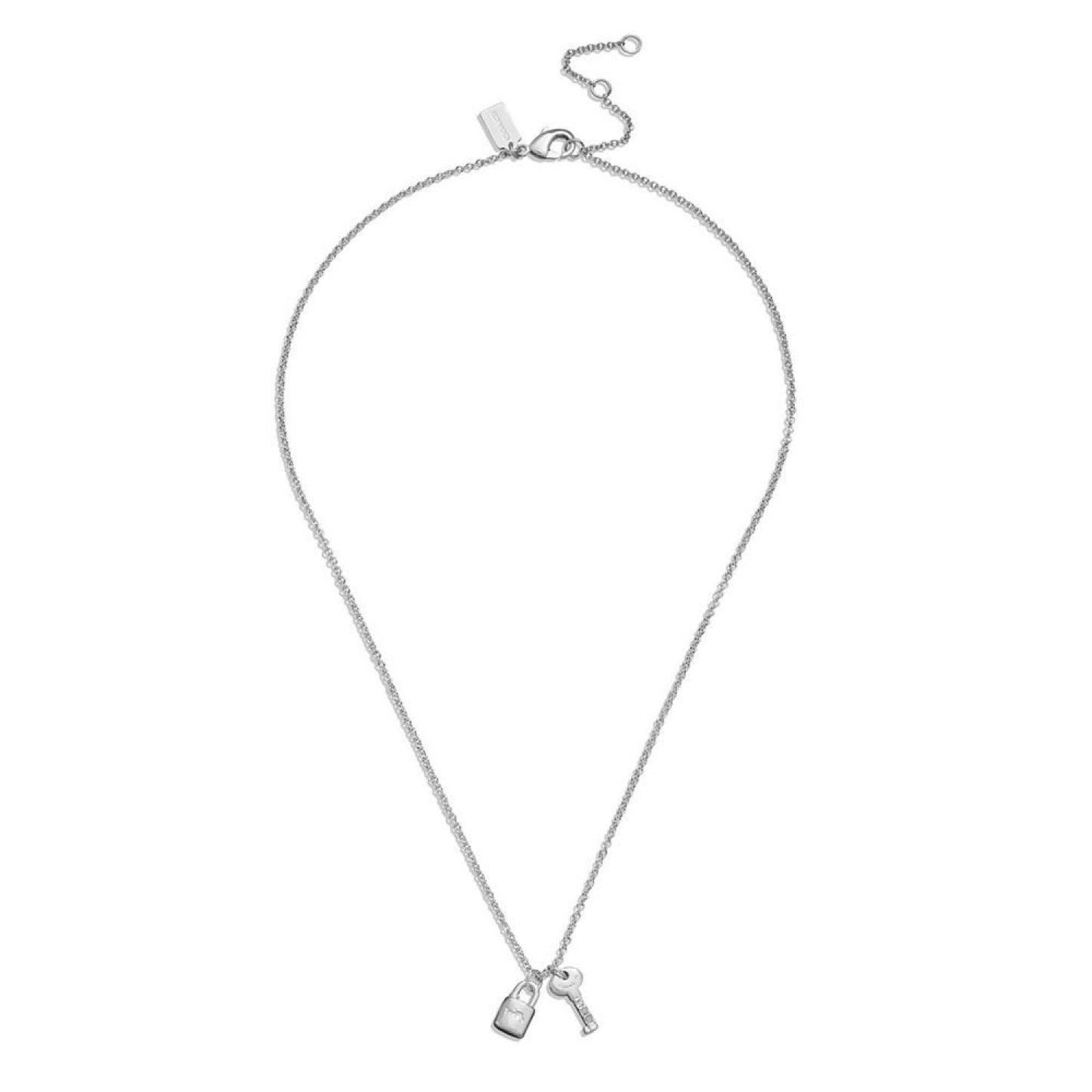 Faux Stone Signature Lock Key Charm Pendant Necklace