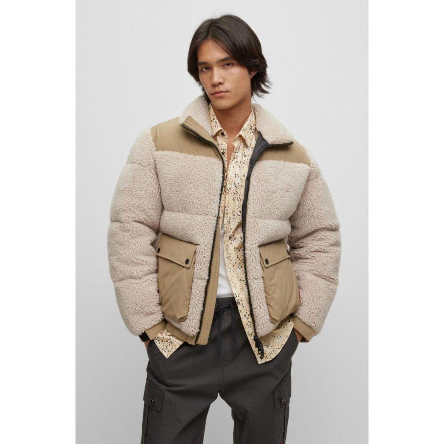 Regular-fit jacket in mixed materials
