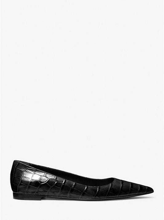 Agnes Crocodile Embossed Leather Flat