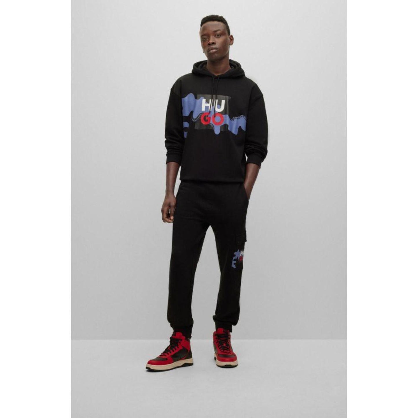 Cotton-terry hoodie with seasonal print and stacked logo