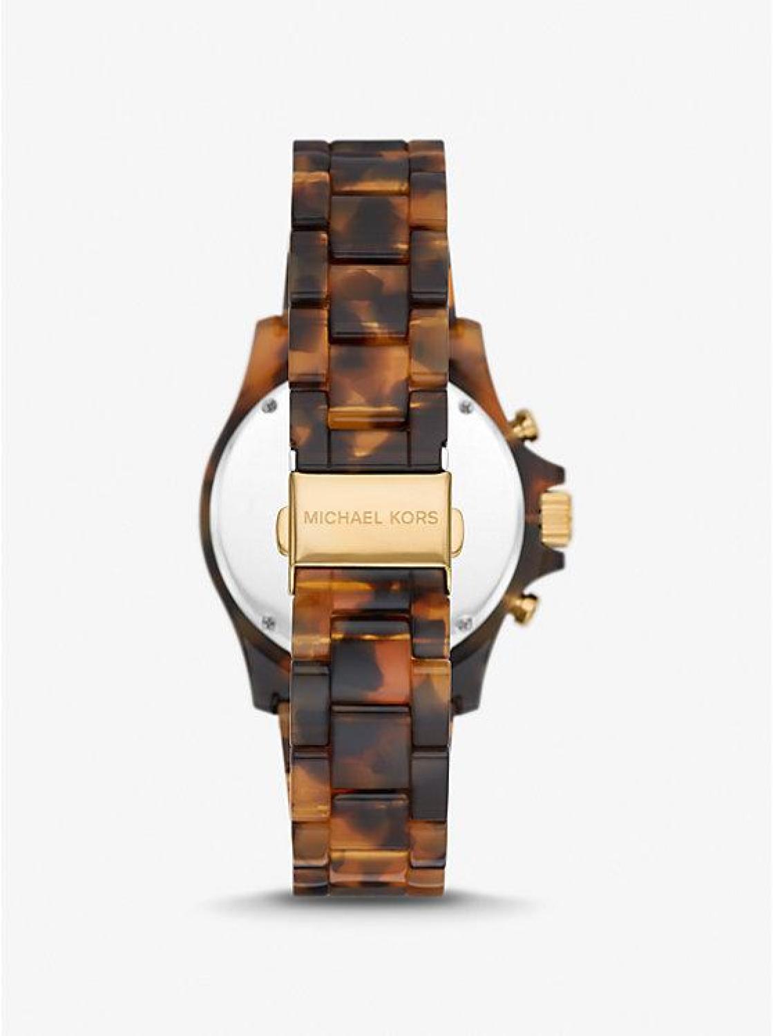 Oversized Everest Pavé Gold-Tone and Tortoiseshell Bio-Based Acetate Watch