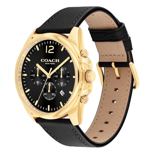 Men's Greyson Black Leather Strap Watch, 41mm