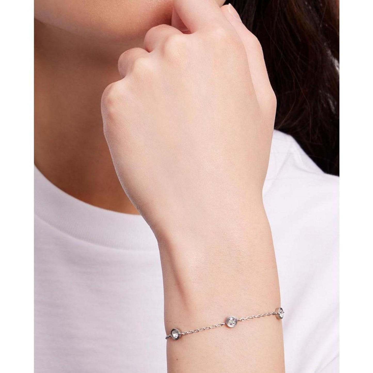 Cubic Zirconia Station Link Bracelet