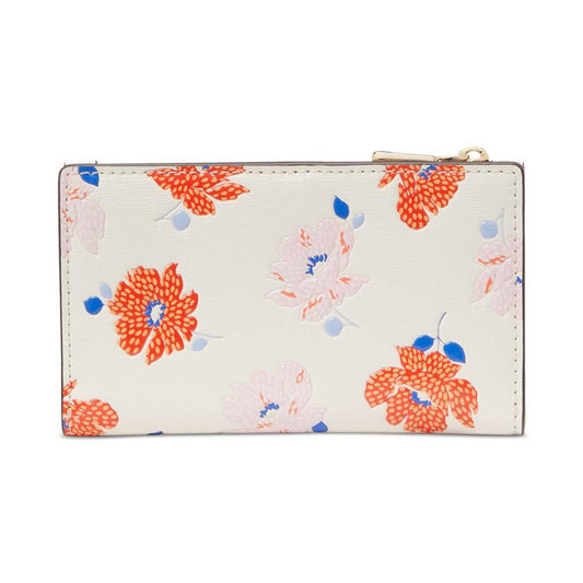 Morgan Dotty Floral Embossed Saffiano Leather Small Slim Bifold Wallet