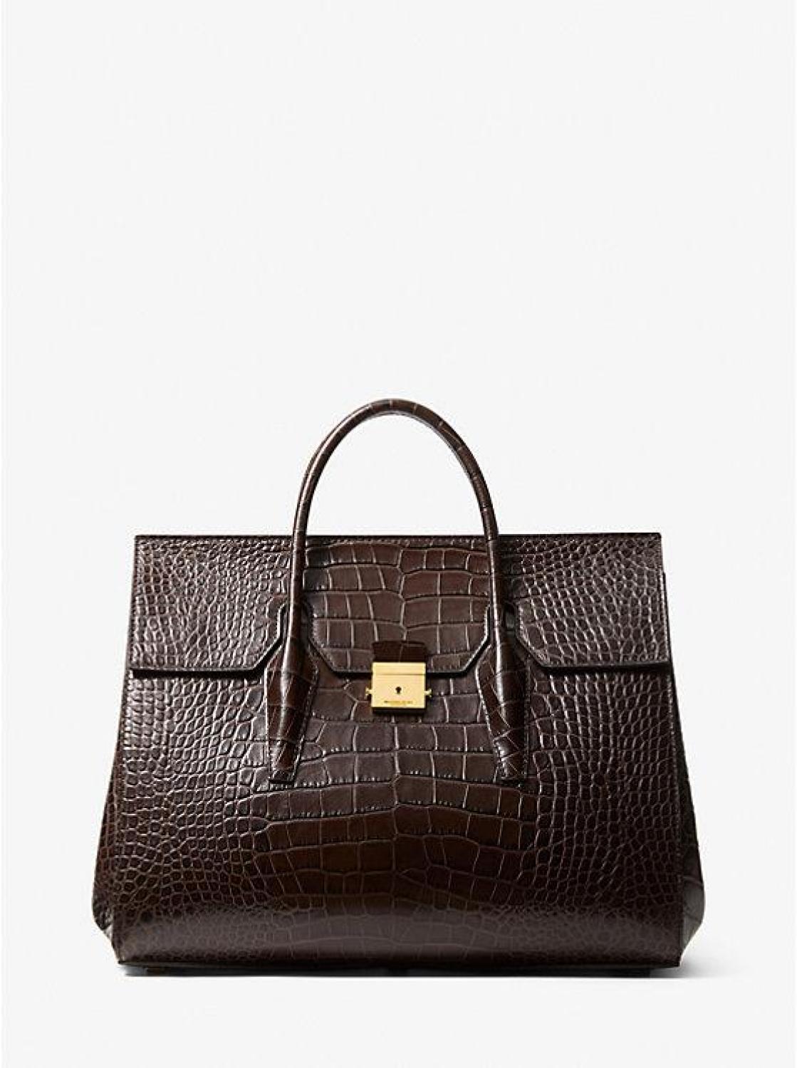 Campbell Crocodile Embossed Leather Weekender Bag