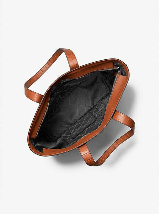 Hudson Textured Leather Top-Zip Tote Bag