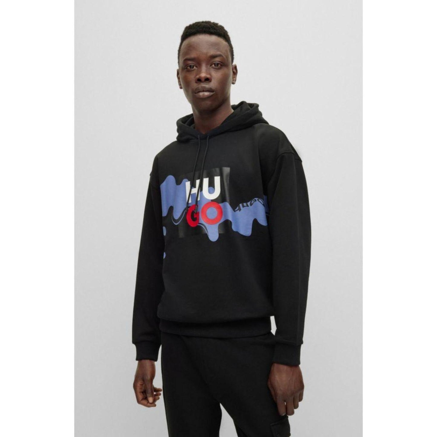 Cotton-terry hoodie with seasonal print and stacked logo