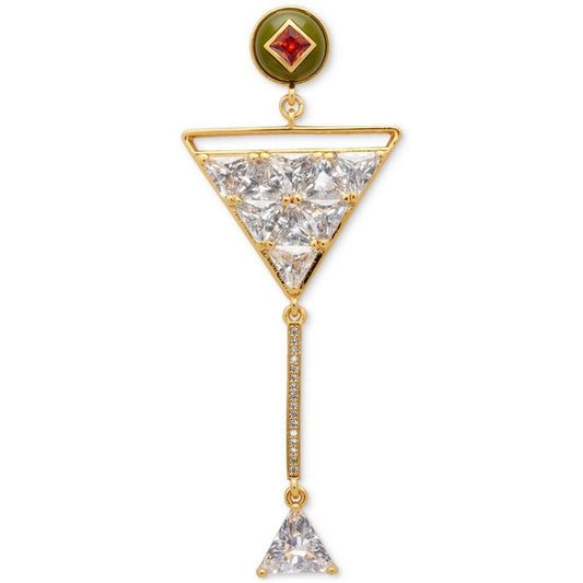 Gold-Tone Cubic Zirconia Martini Statement Earrings