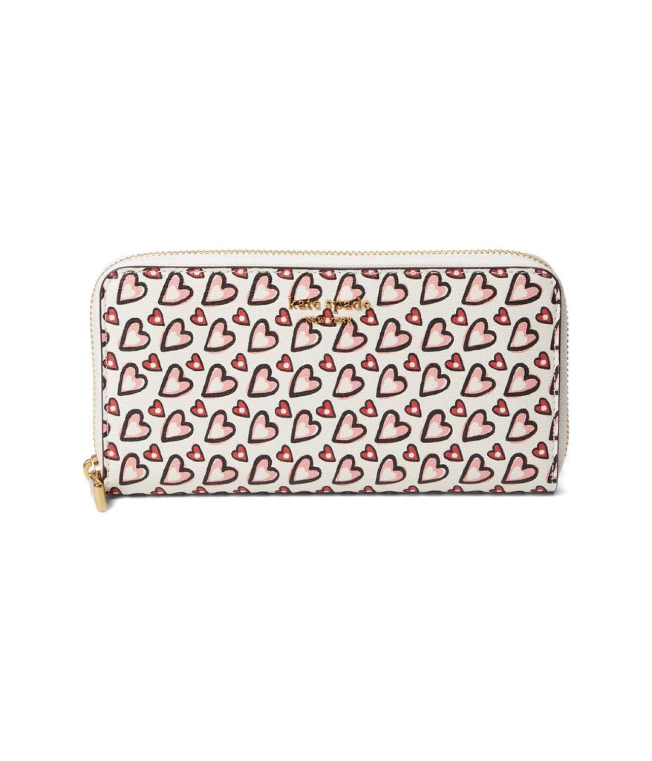 Morgan Valentines Heart Printed Zip Around Continental Wallet
