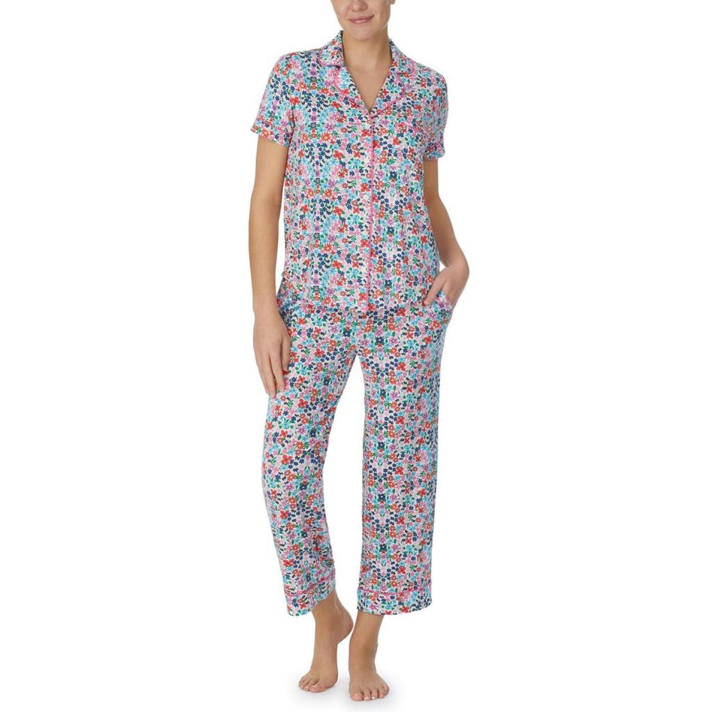 Modal Jersey Short Sleeve Notch Capris PJ Set