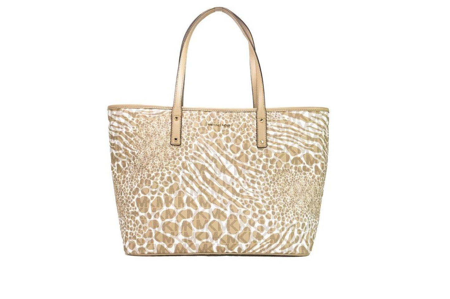 Michael Kors Carter Large Camel Animal Print PVC Open Tote Shoulder Bag Women's Purse