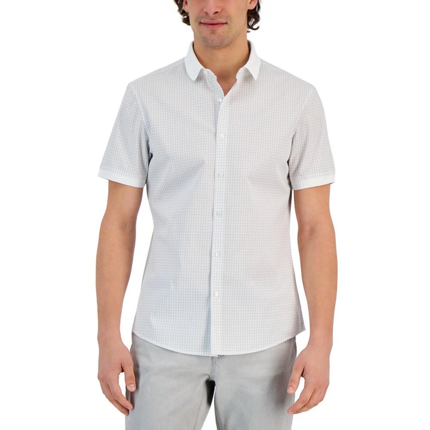 Men's Slim-Fit Short-Sleeve Gingham Shirt