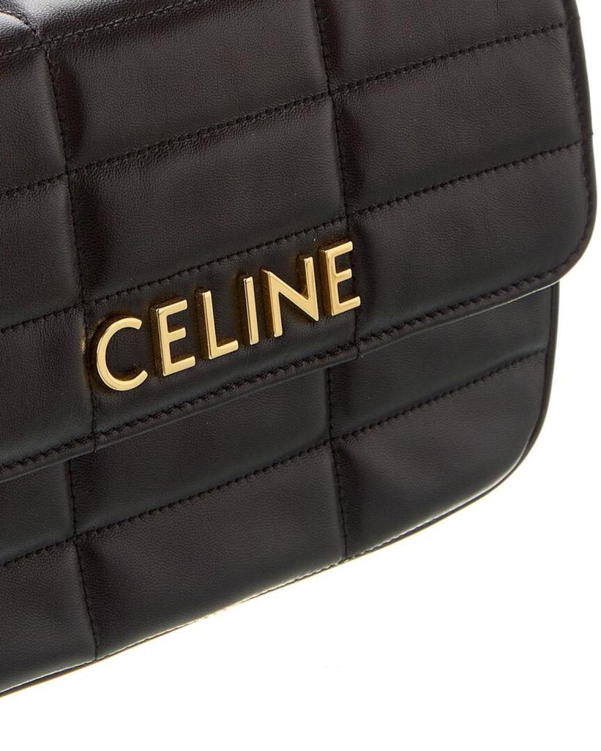 CELINE Monochrome Quilted Leather Shoulder Bag