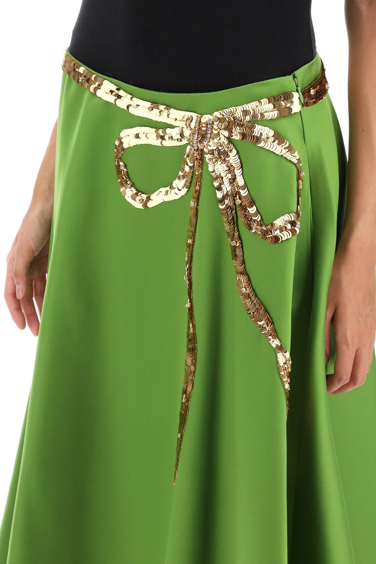 Valentino garavani techno duchesse a-line skirt with sequin-studded bow