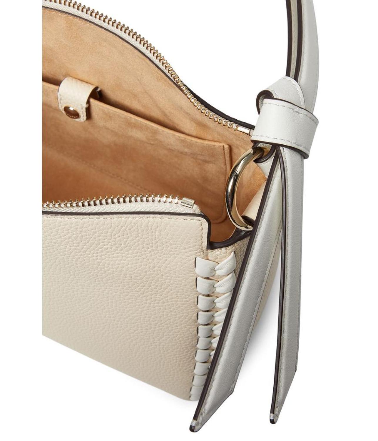 Knott Whipstitched Pebbled Leather Medium Shoulder Bag