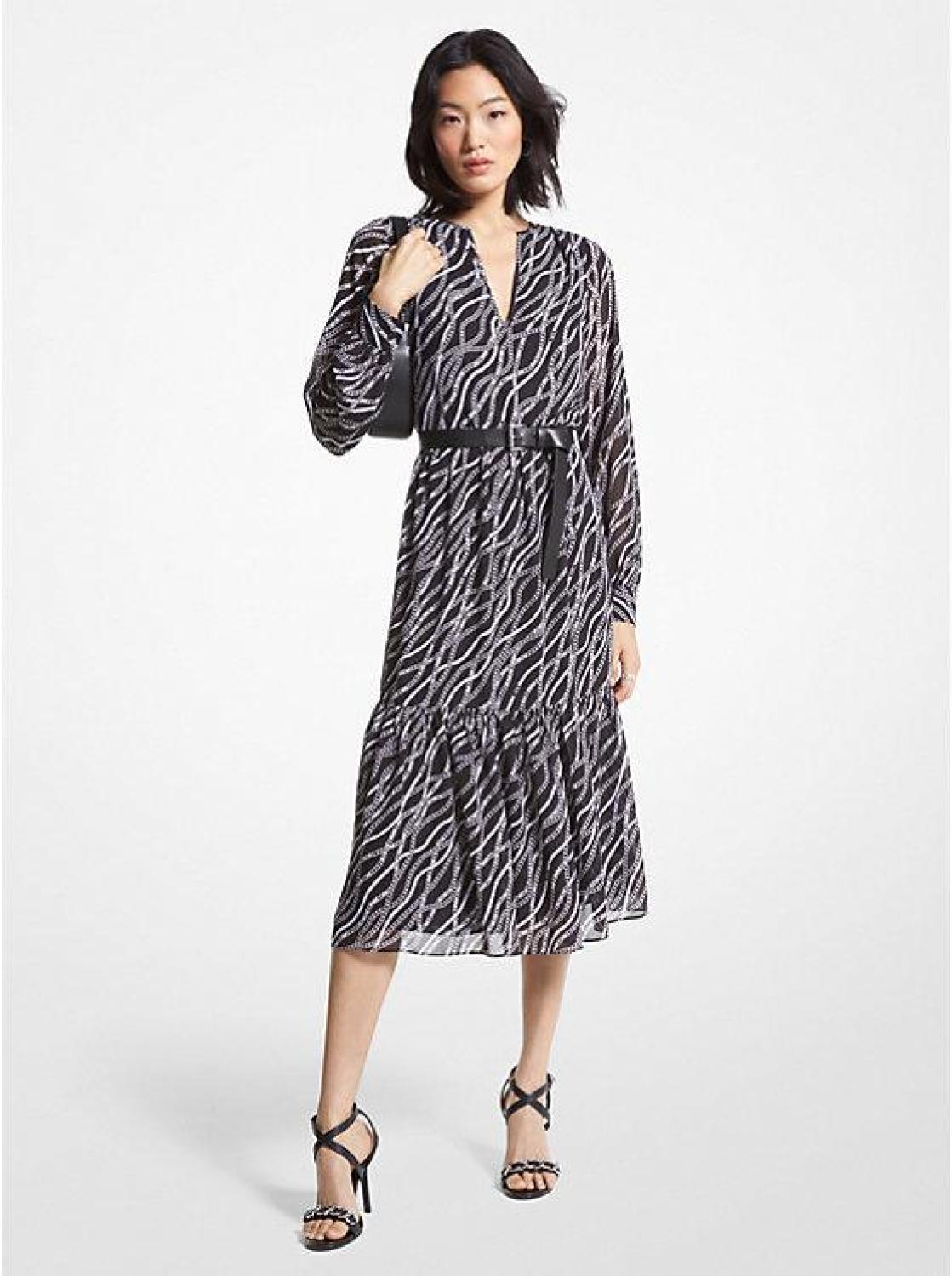 Status Print Georgette Midi Dress