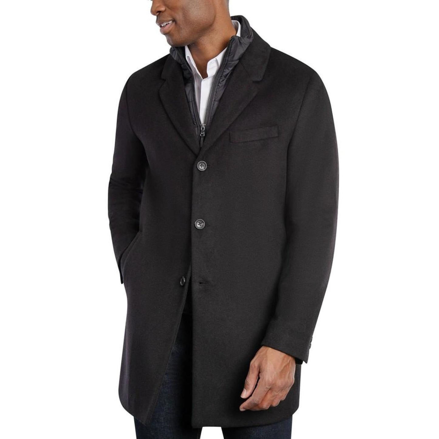 Michael Kors Men's Water-Resistant Slim-Fit Overcoat with Zip-Out Liner