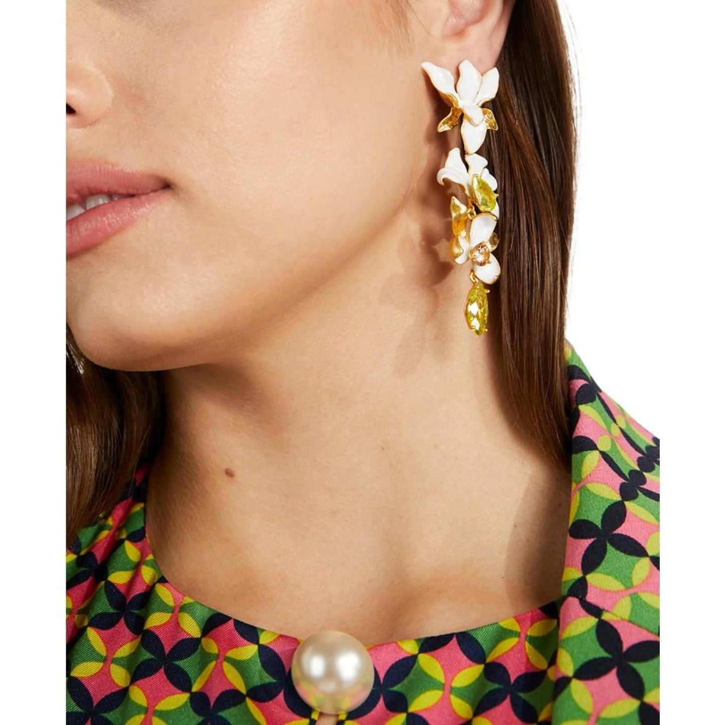 Gold-Tone Stone, Cubic Zirconia & Enamel Statement Earrings