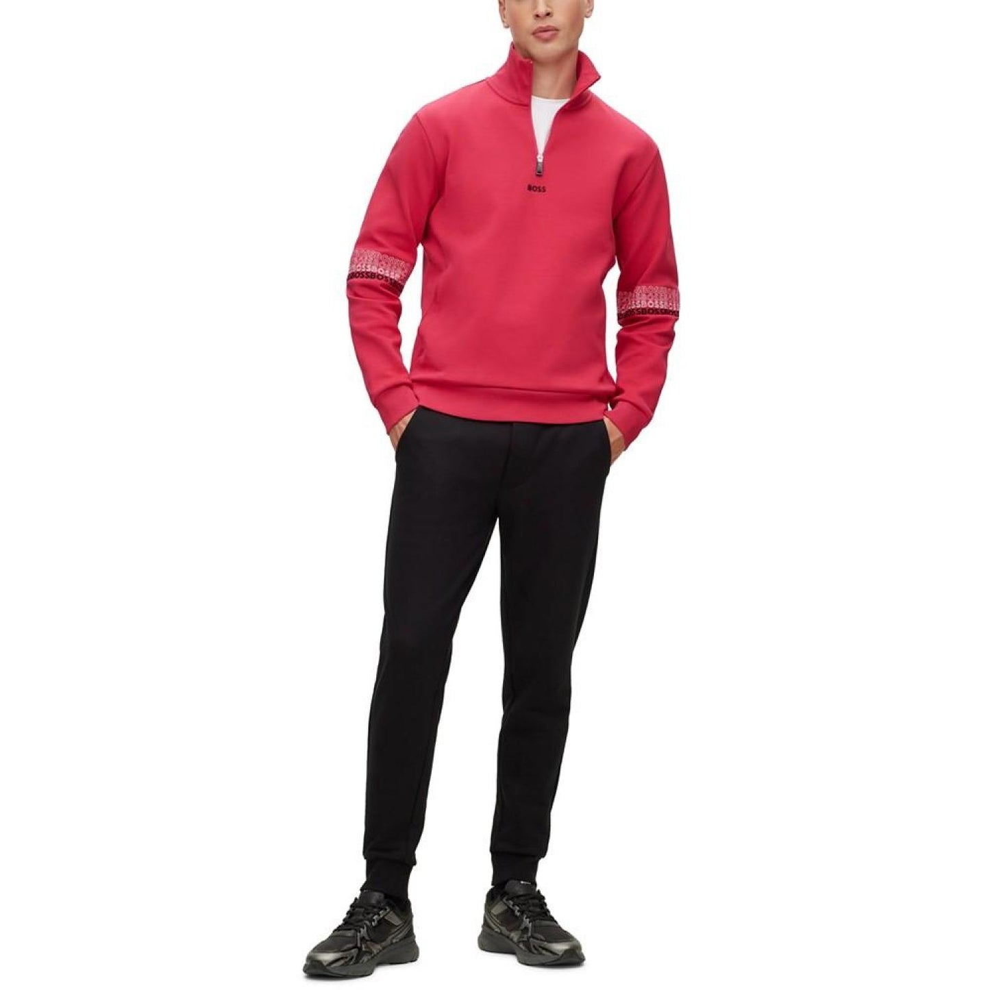Men's Multi-Colored Logo Zip-Neck Sweatshirt