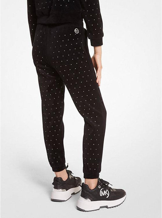 Crystal Embellished Velvet Joggers
