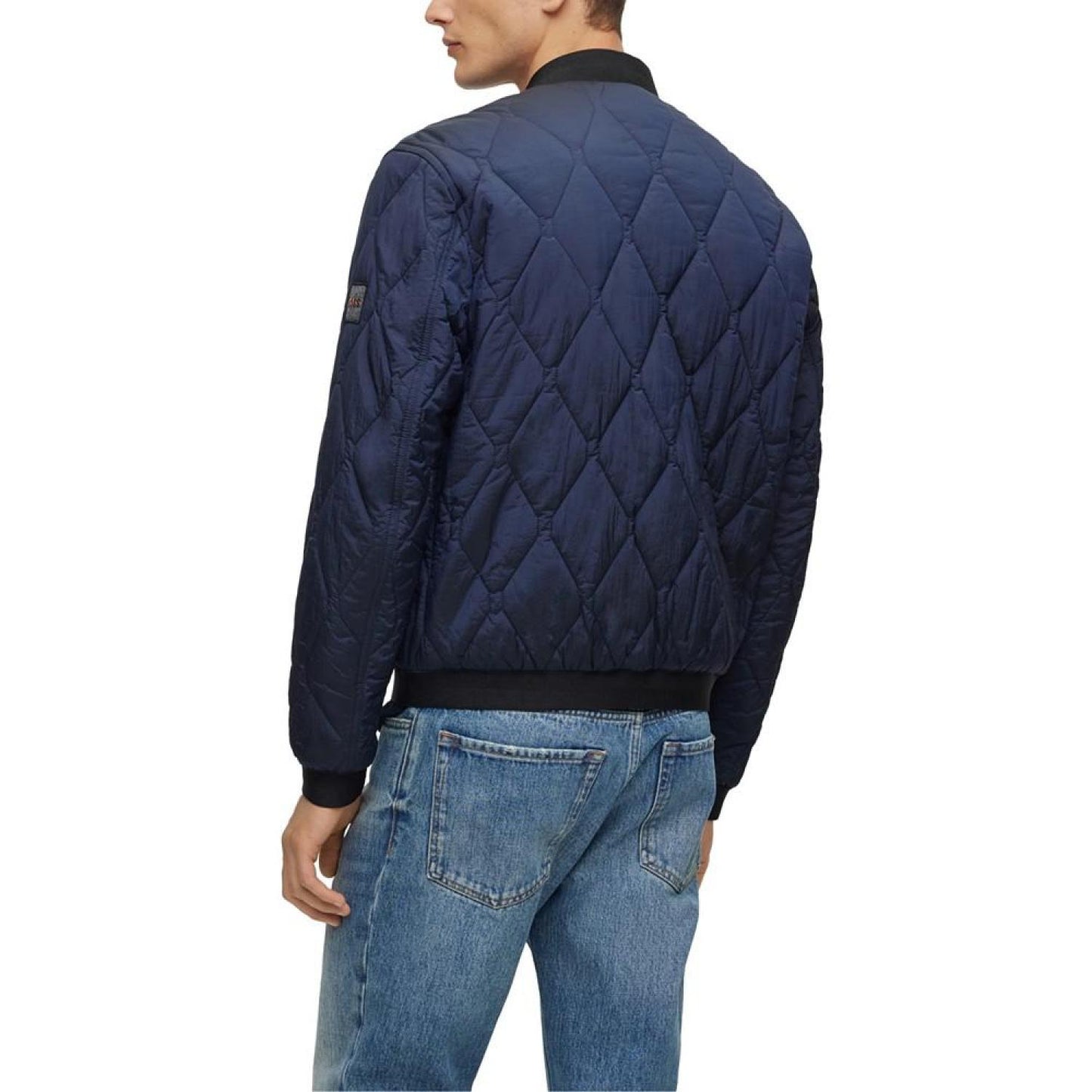 Men's Logo-Badge Quilted Bomber Jacket