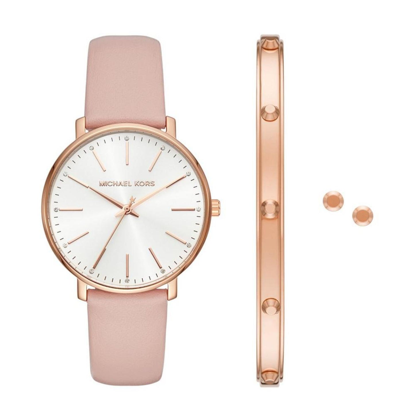 Women's Pyper Three-Hand Blush Leather Watch 38mm and Jewelry Gift Set