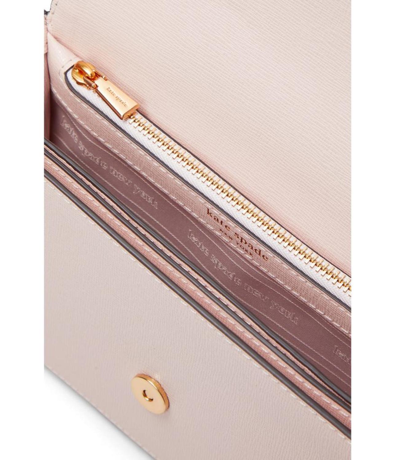 Morgan Color-Blocked Saffiano Leather Flap Chain Wallet