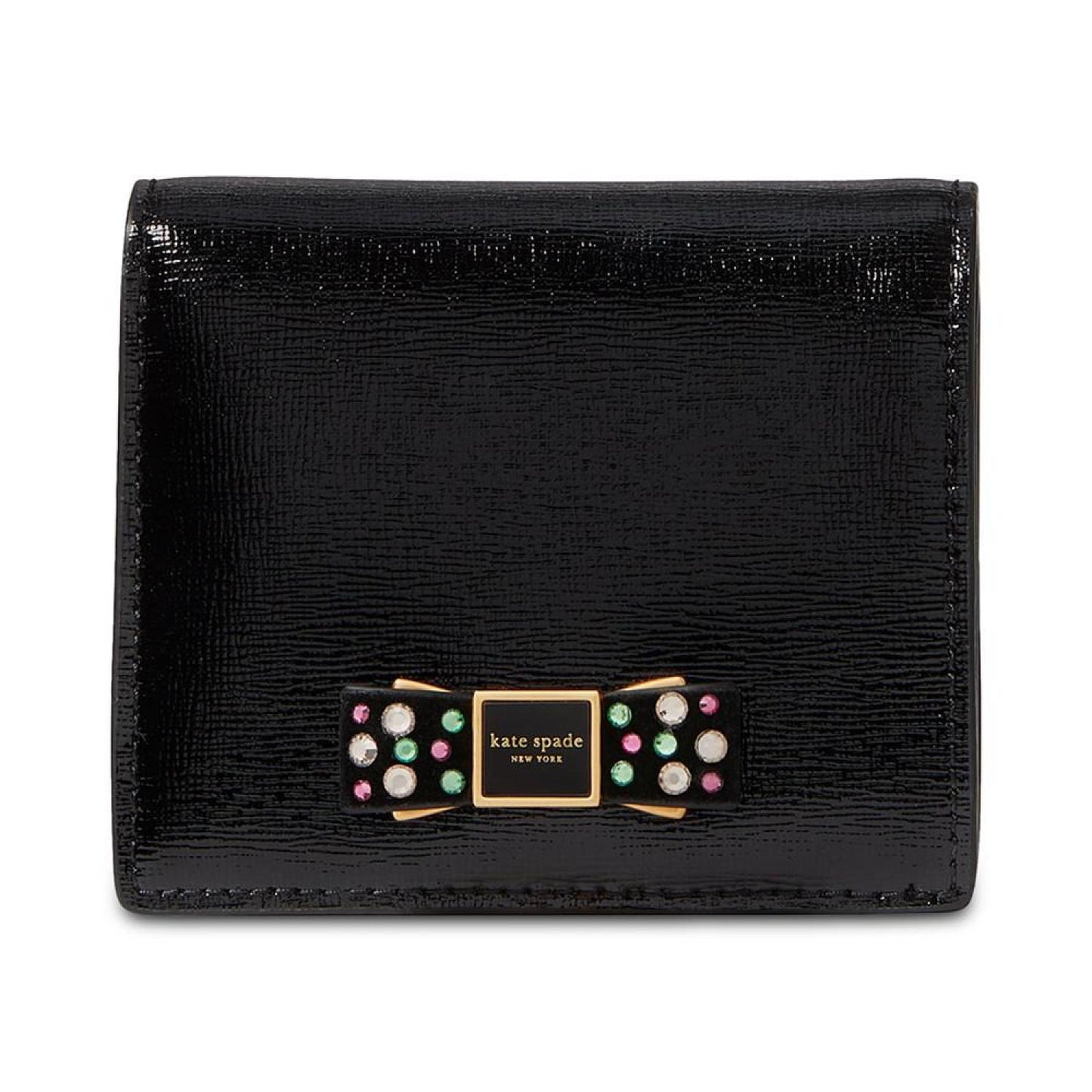 Morgan Bedazzled Bow Saffiano Leather Small Bifold Wallet