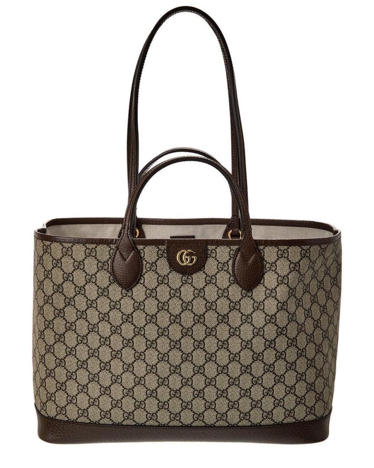 Gucci Ophidia Medium GG Supreme Canvas Leather Tote