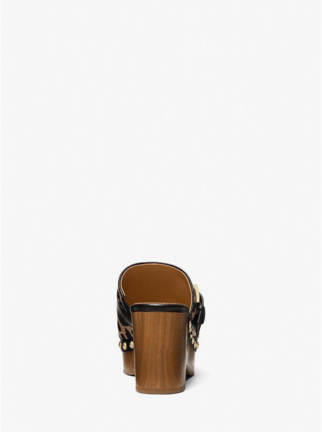 Rye Studded Leopard Print Calf Hair Platform Clog