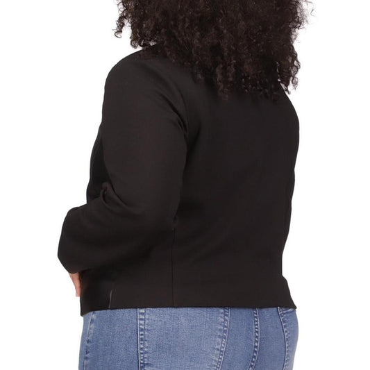 Plus Size Faux Leather Button Jacket