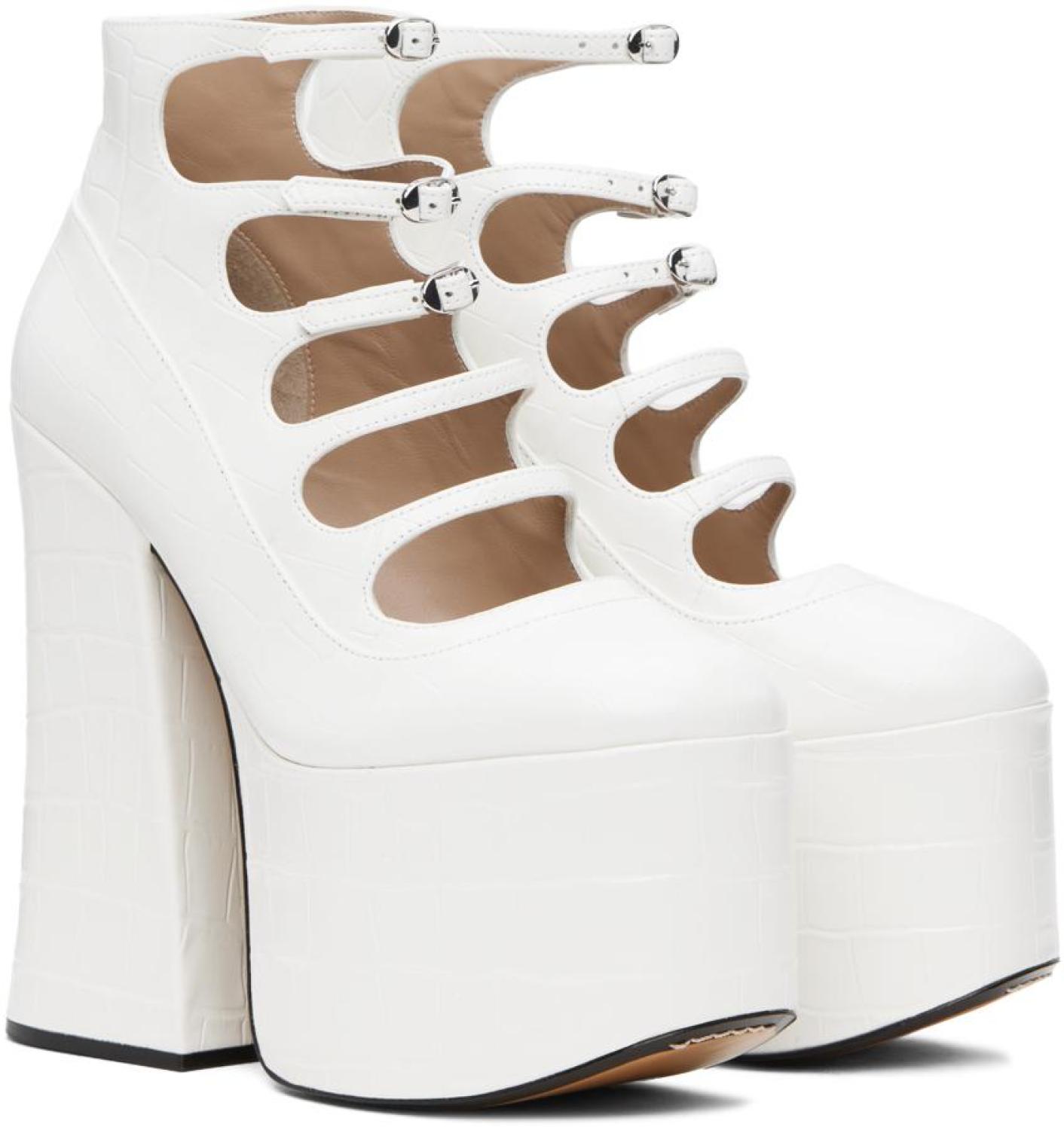 White 'The Croc-Embossed Kiki' Heels