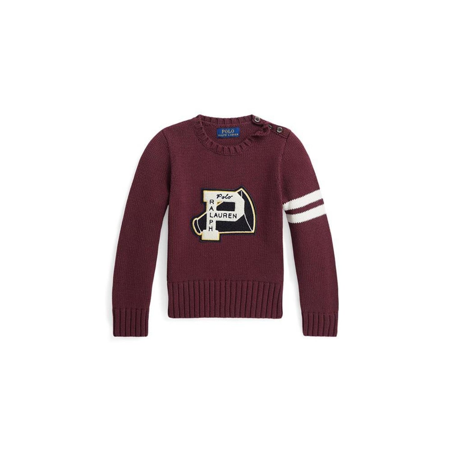Toddler and Little Girls Letterman-Patch Cotton Sweater