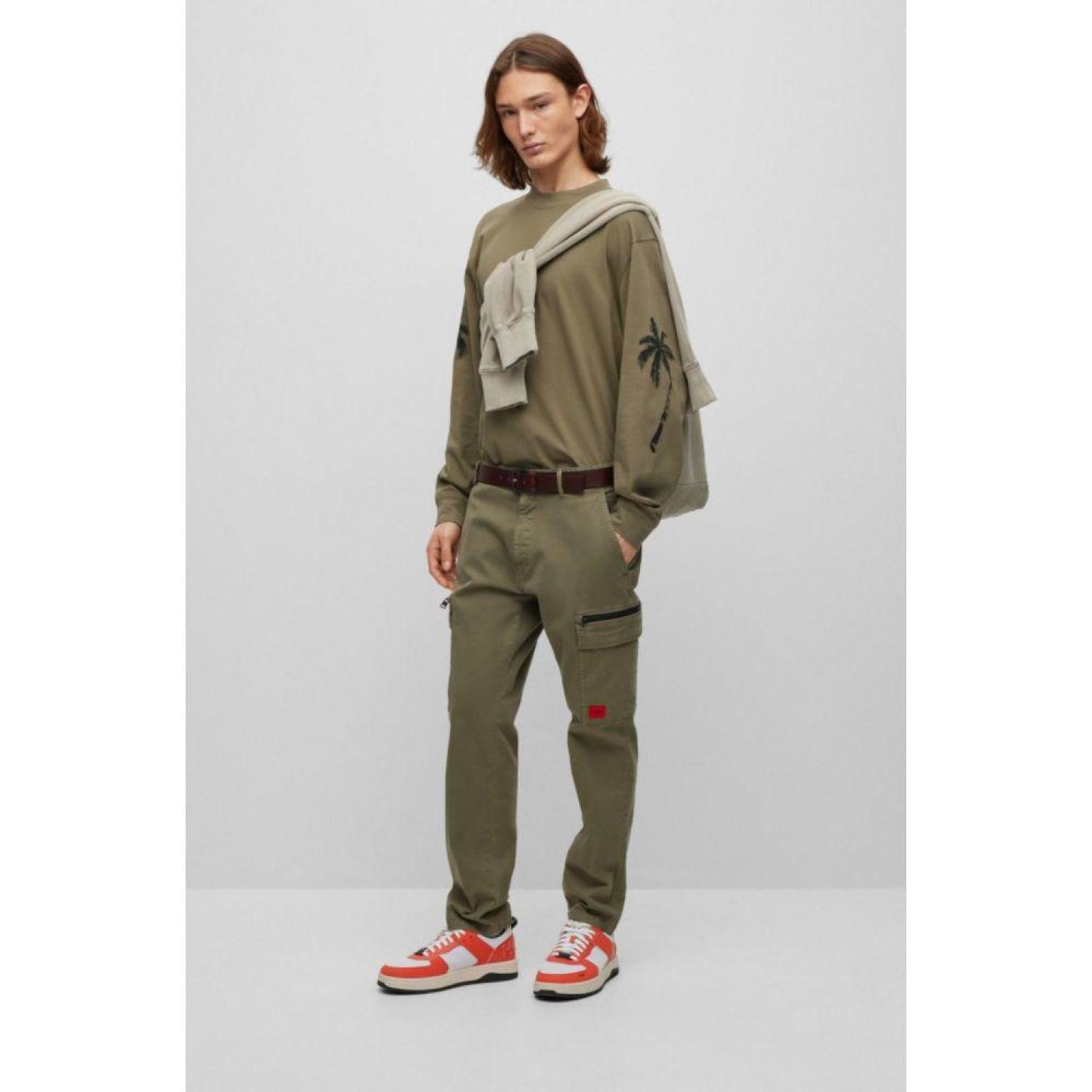 Cotton-terry relaxed-fit hoodie with logo patch