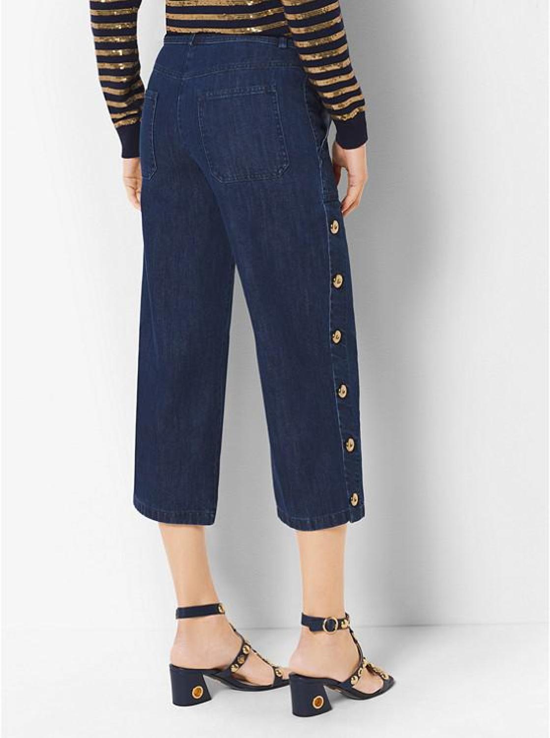 Button Denim Cargo Culottes