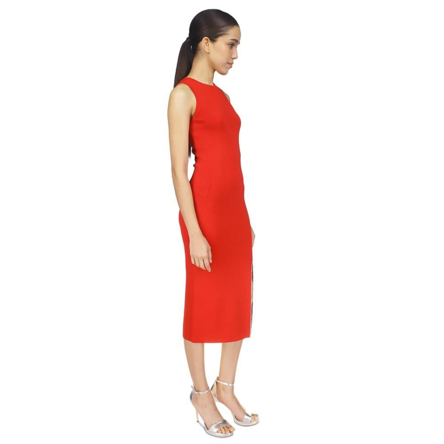Women's Rhinestone-Trimmed Slit Dress
