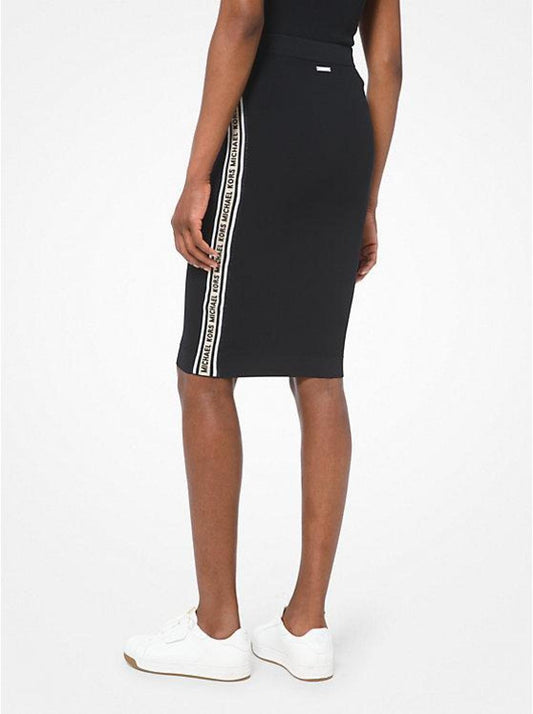 Logo Tape Textured Knit Pencil Skirt