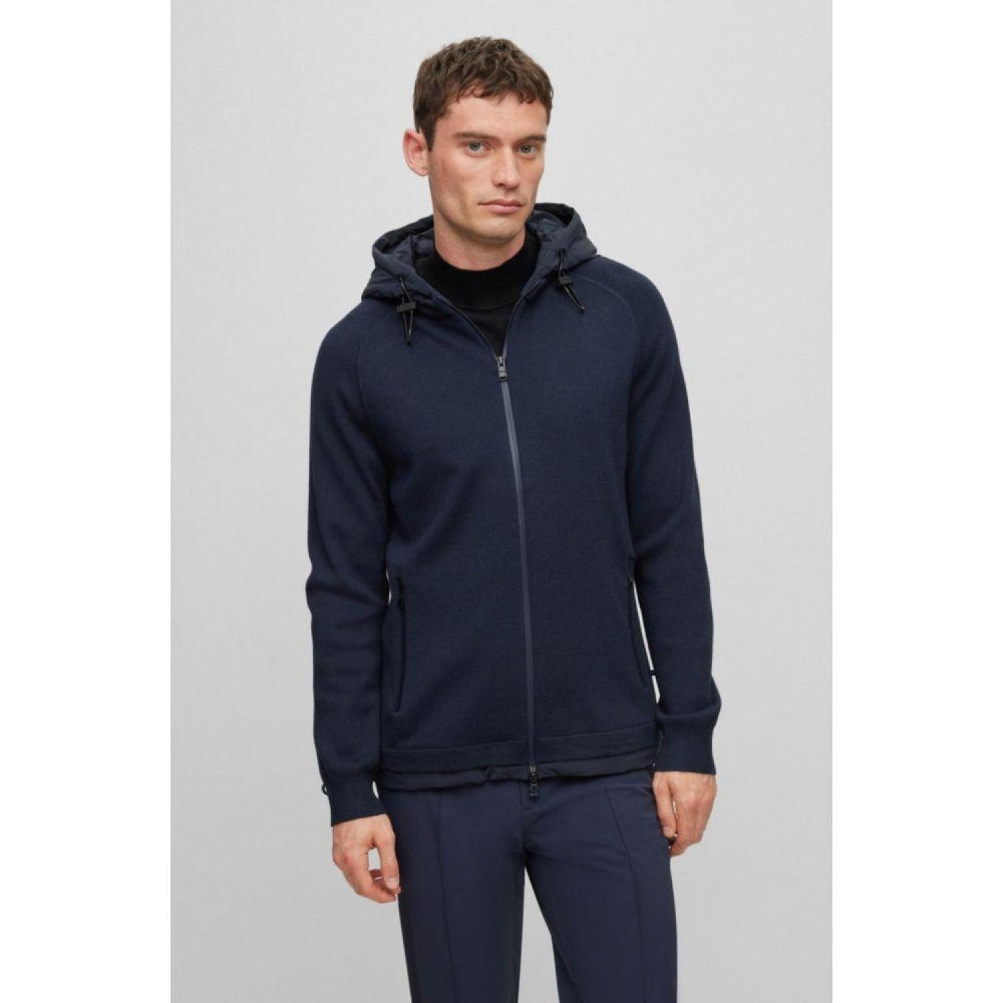Regular-fit jacket with ribbed cuffs and padded hood