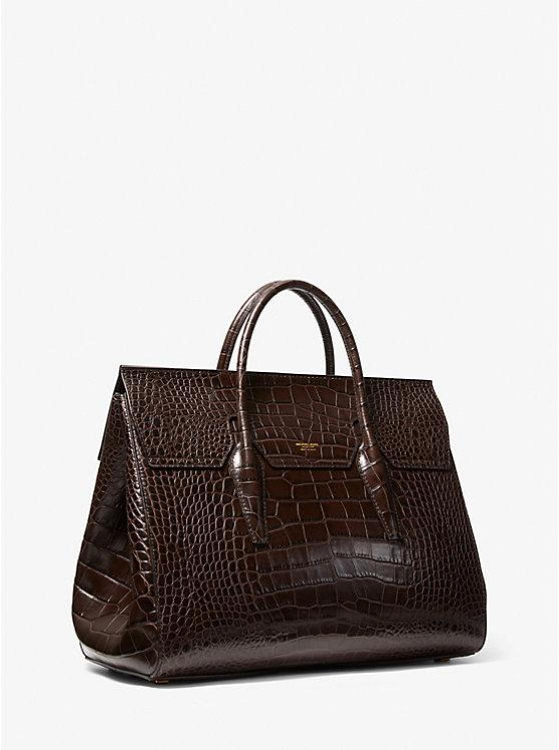 Campbell Crocodile Embossed Leather Weekender Bag